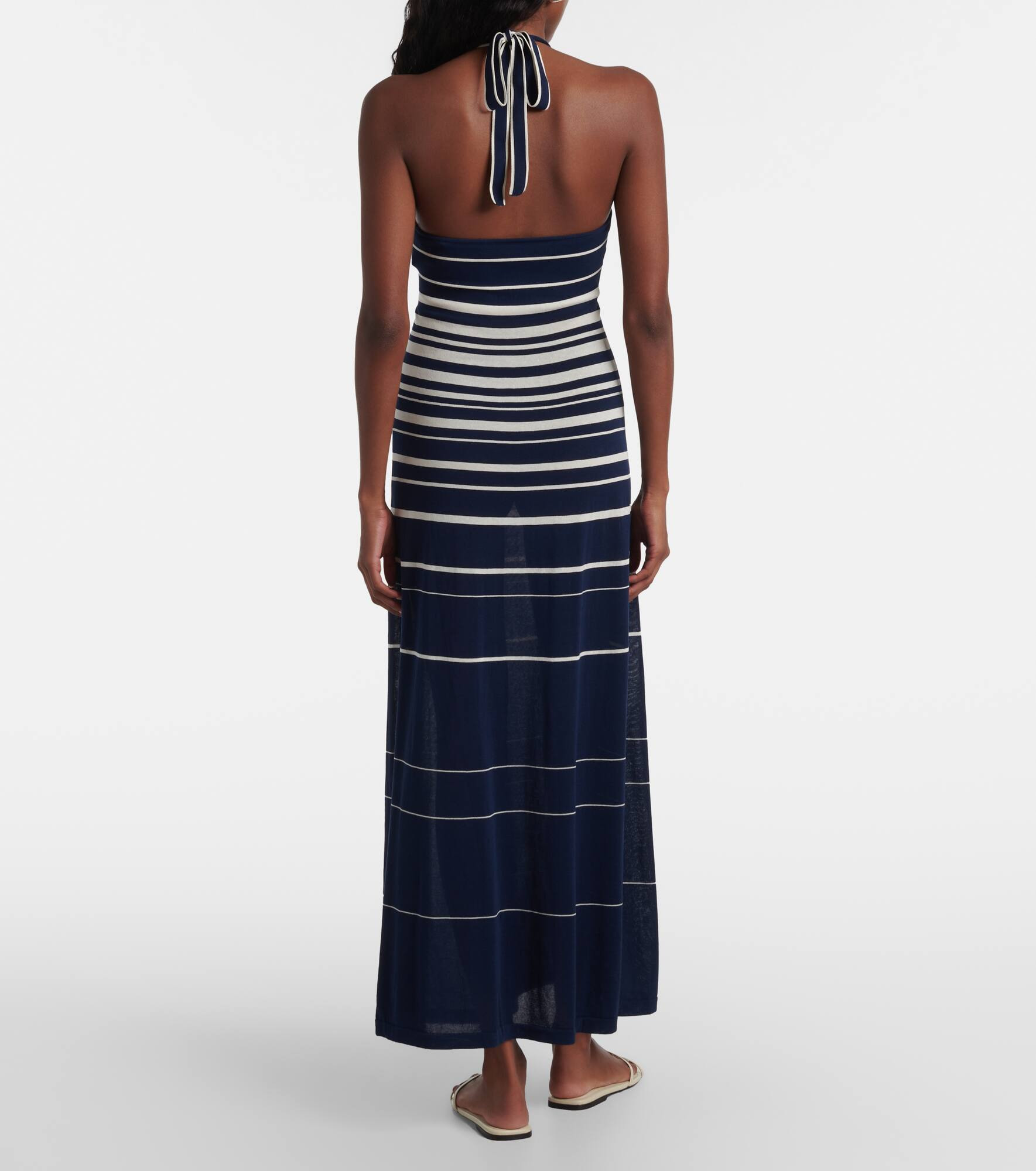 Axel striped halterneck cotton-blend maxi dress - 3