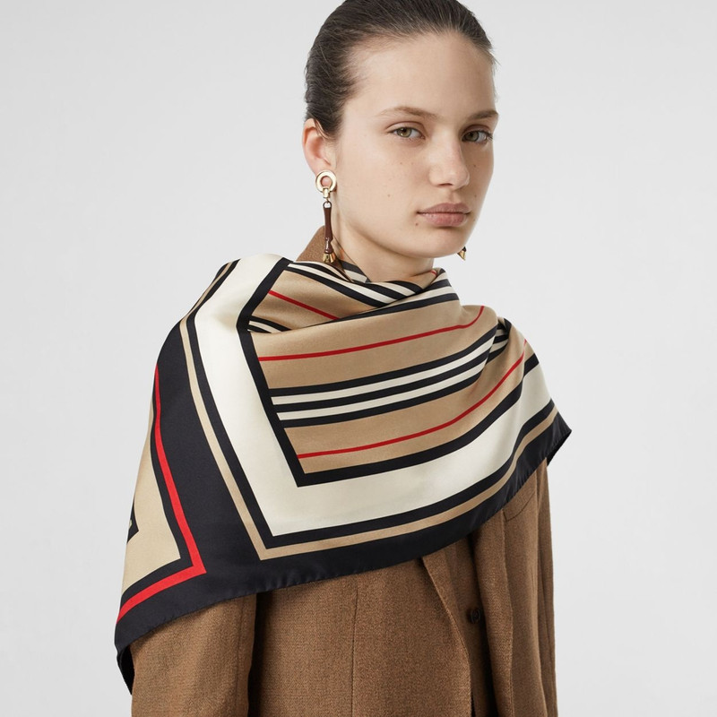 Monogram, Icon Stripe and Check Print Silk Scarf 3