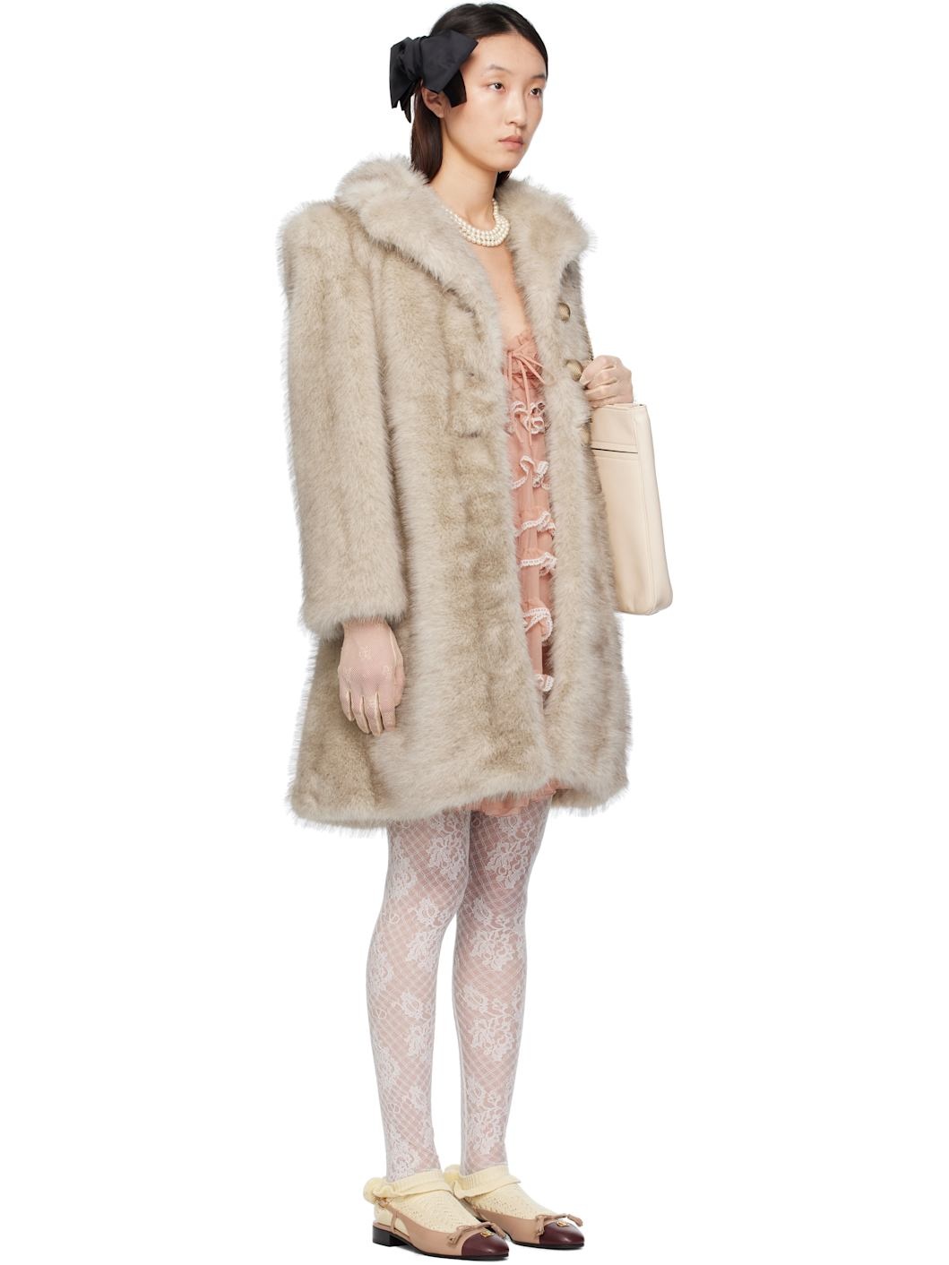 Beige Button Faux-Fur Coat - 2