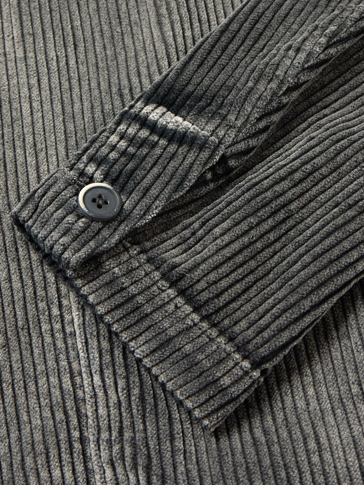 Garment-Dyed Cotton-Corduroy Overshirt Gray - 6