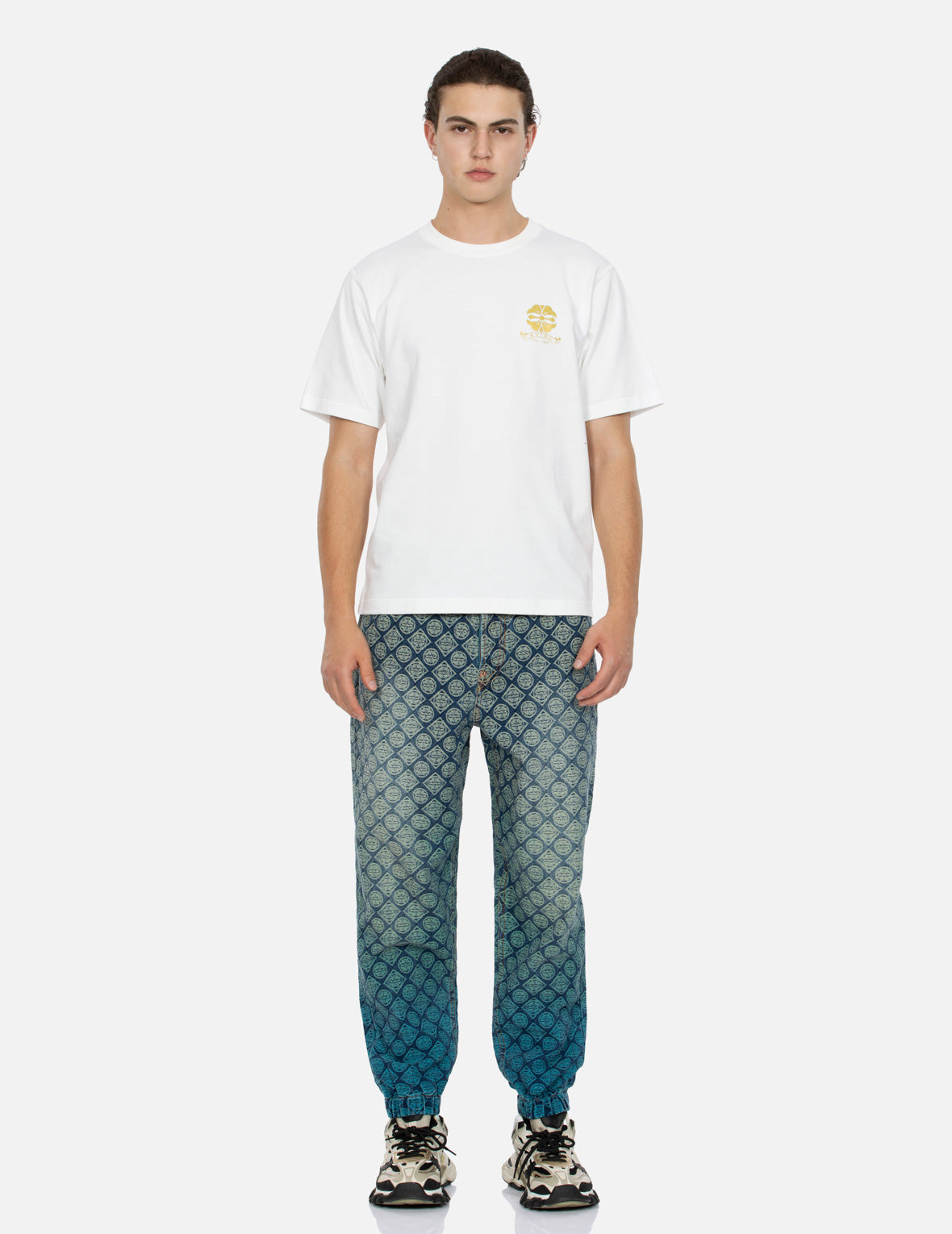 ALLOVER KAMON JACQUARD RELAX FIT DENIM JOGGERS - 5