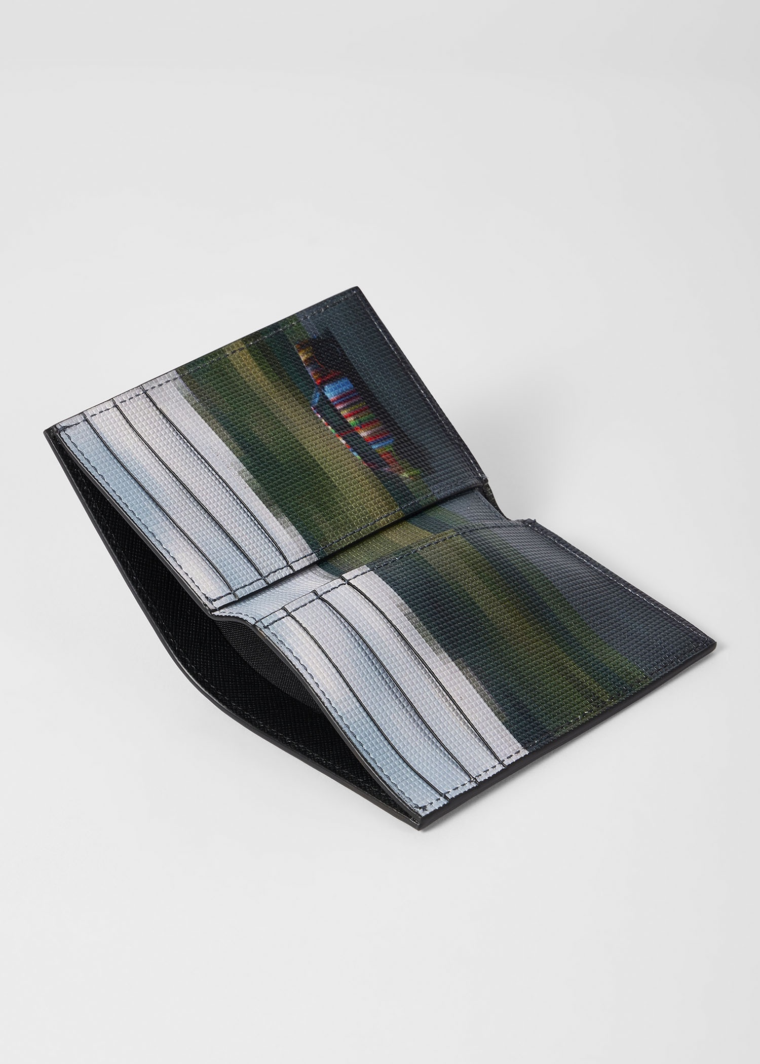 Black Leather 'Pixelated Mini' Card Wallet - 3