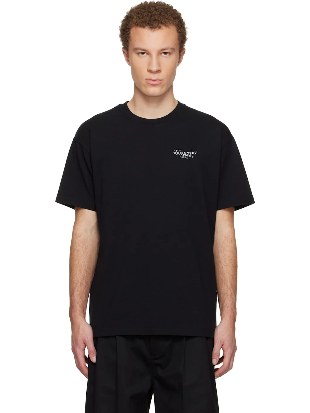 Black 'GIVENCHY' Stamp Print T-shirt - 1