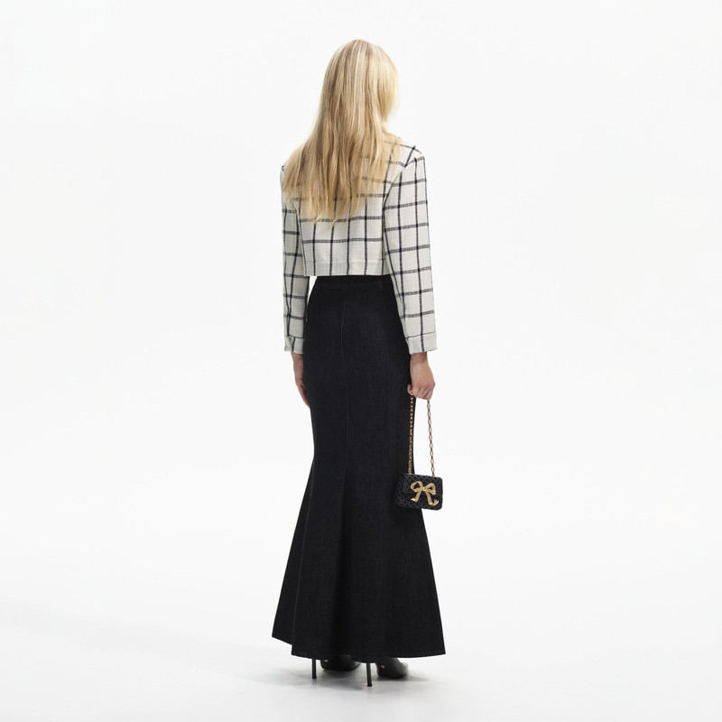 self-portrait Cream Check Boxy Jacket outlook