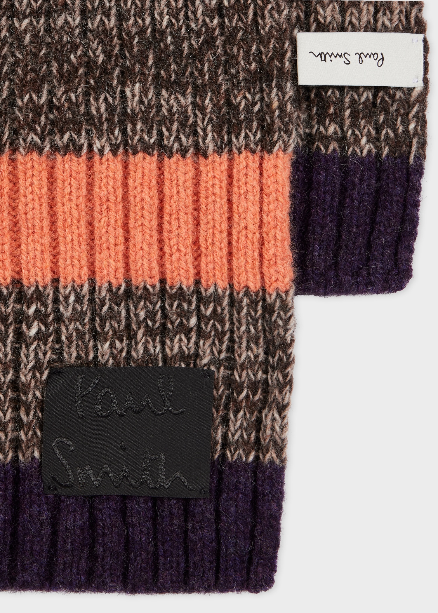 Brown Mohair-Blend Stripe Scarf - 2