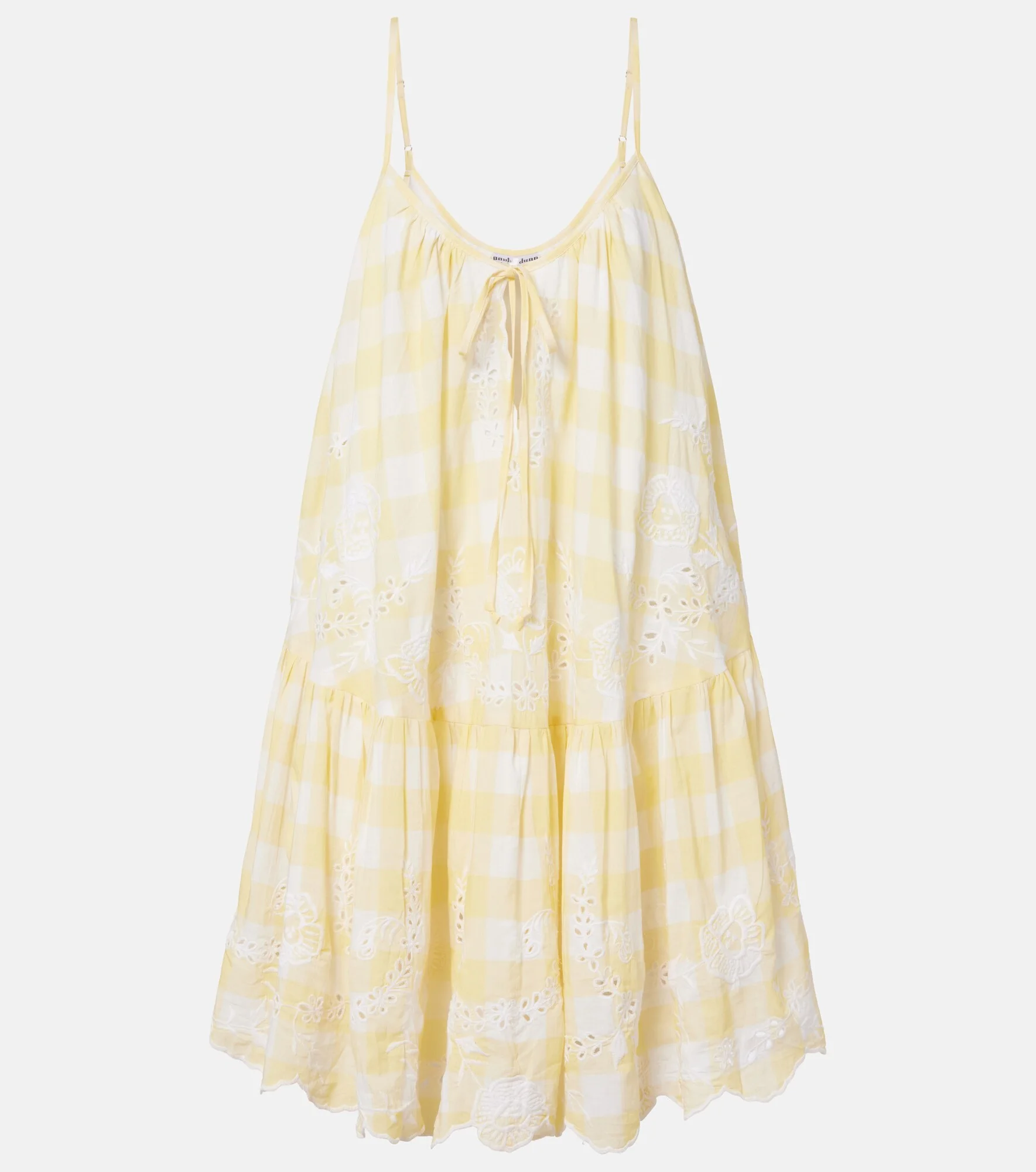 Embroidered checked cotton minidress - 1