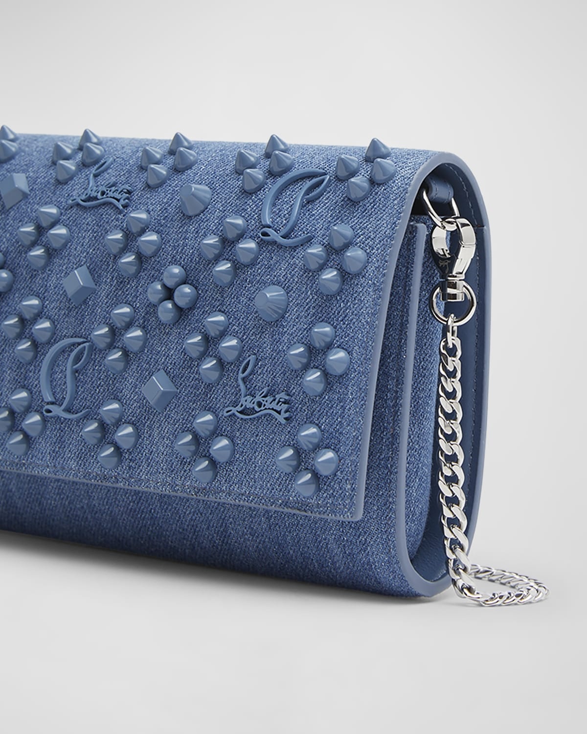 Paloma Loubinthesky Spikes Denim Wallet on Chain - 3