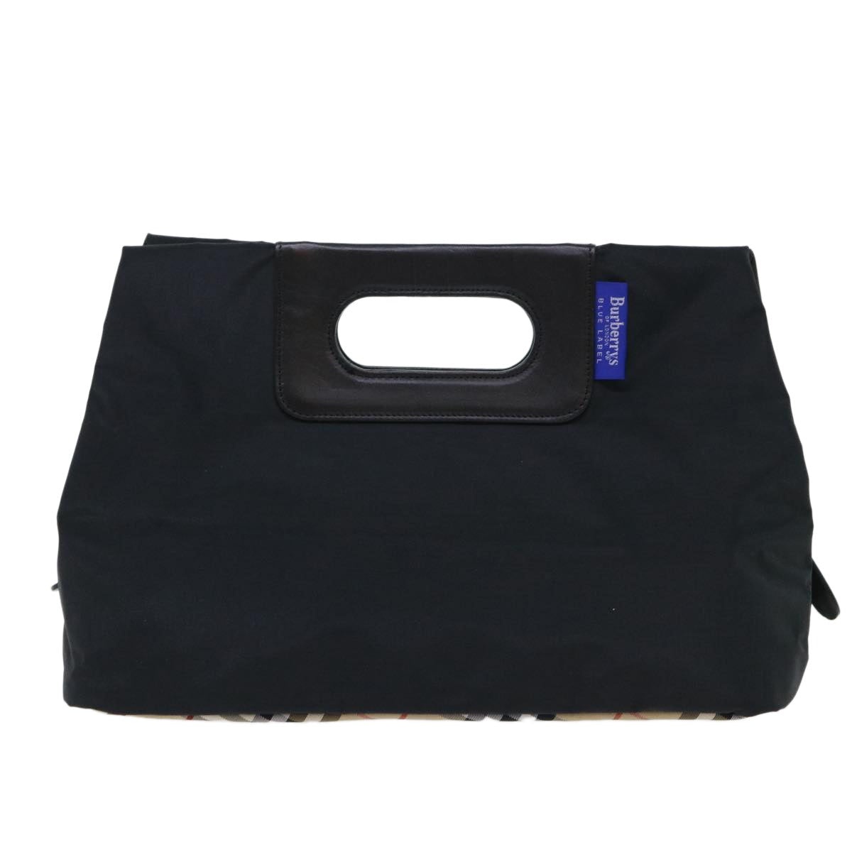 Burberry Nova Check Blue Label Hand Bag Nylon Black Beige - 13