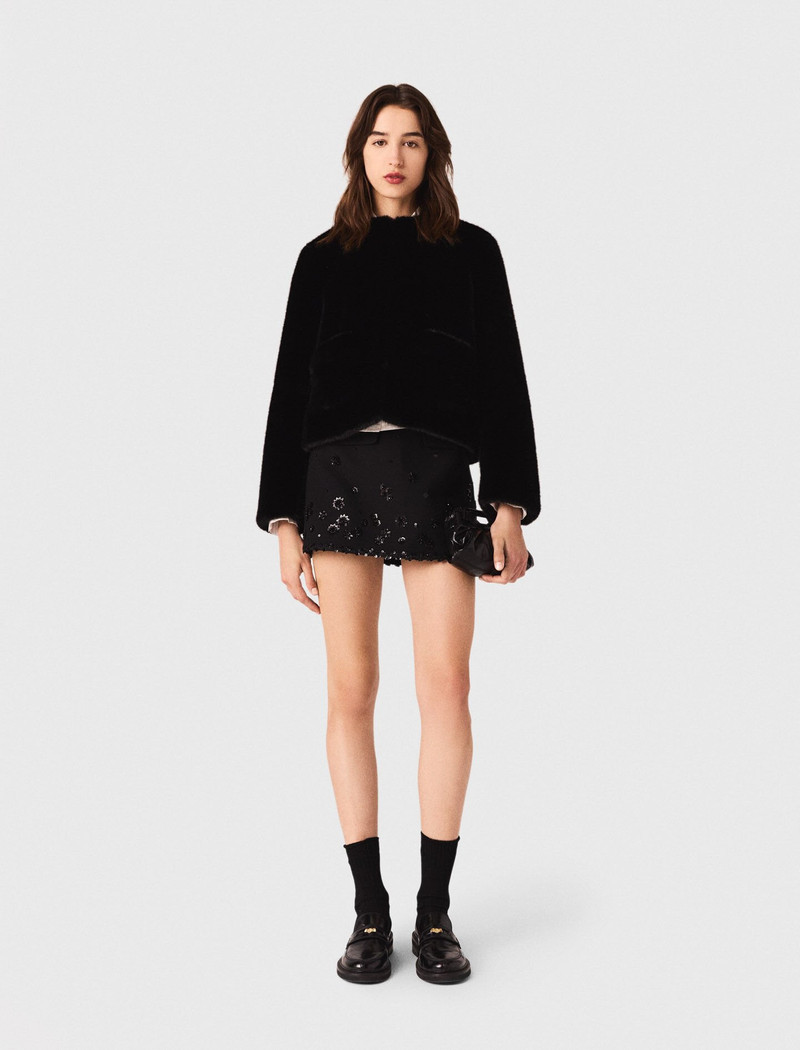 maje Short faux fur coat outlook