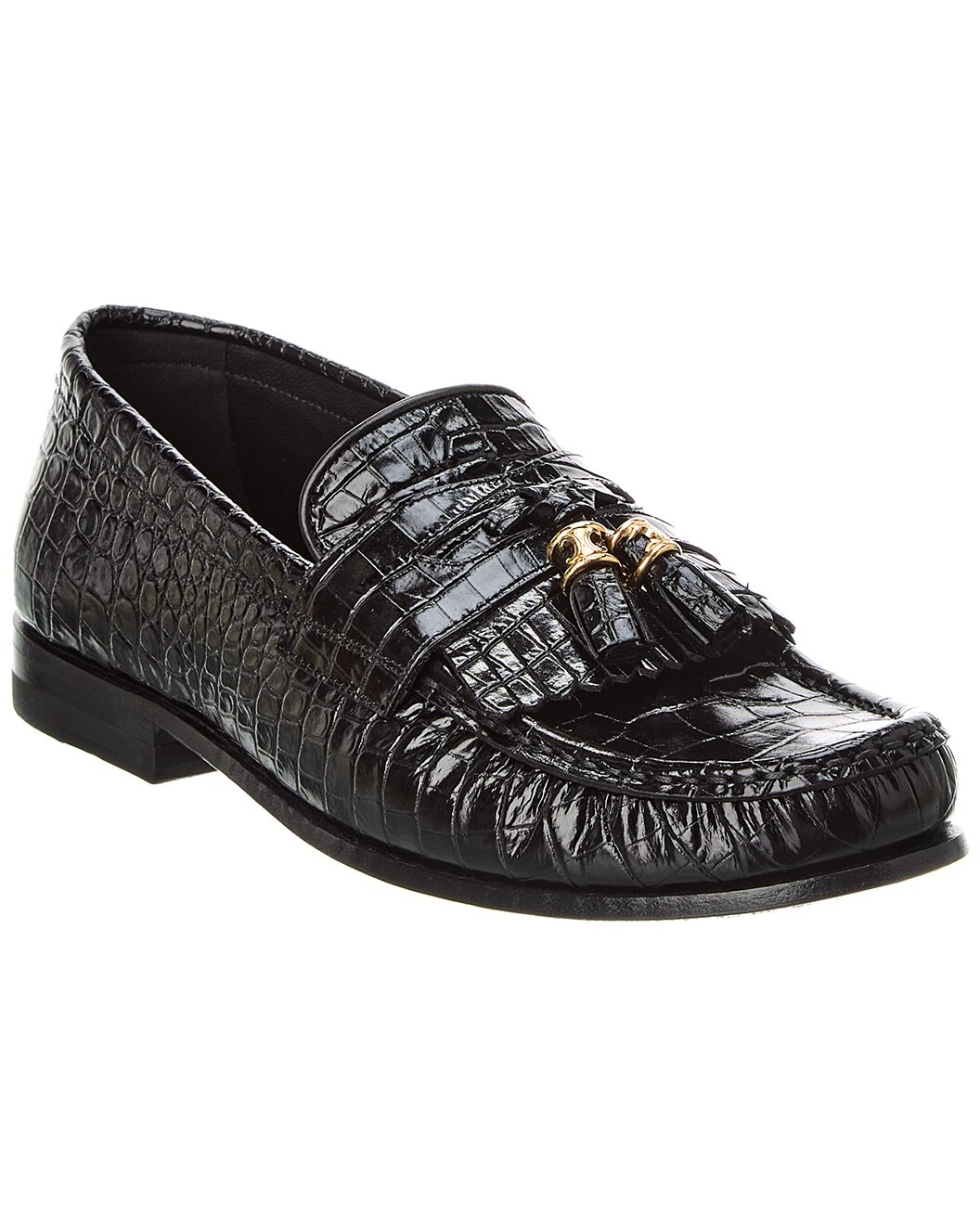 CELINE Luco Triomphe Croc-Embossed Leather Loafer - 1