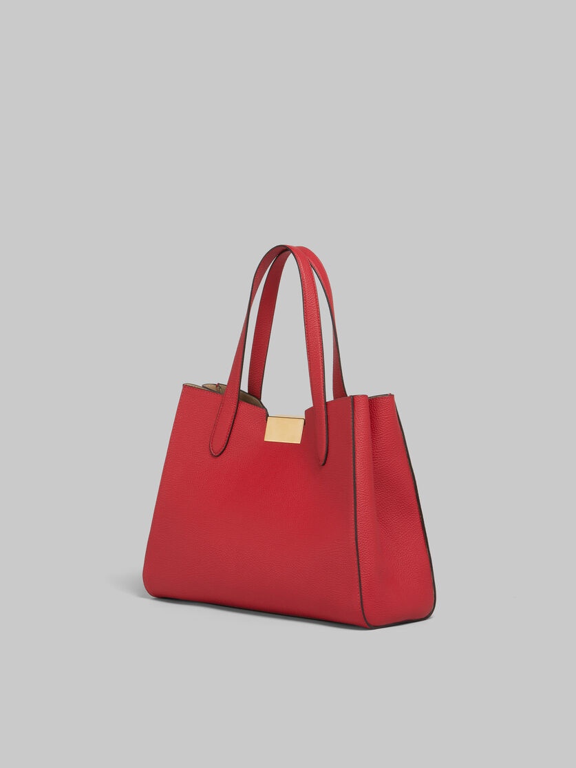 RED LEATHER TRUNKAROO TOTE HANDBAG - 3