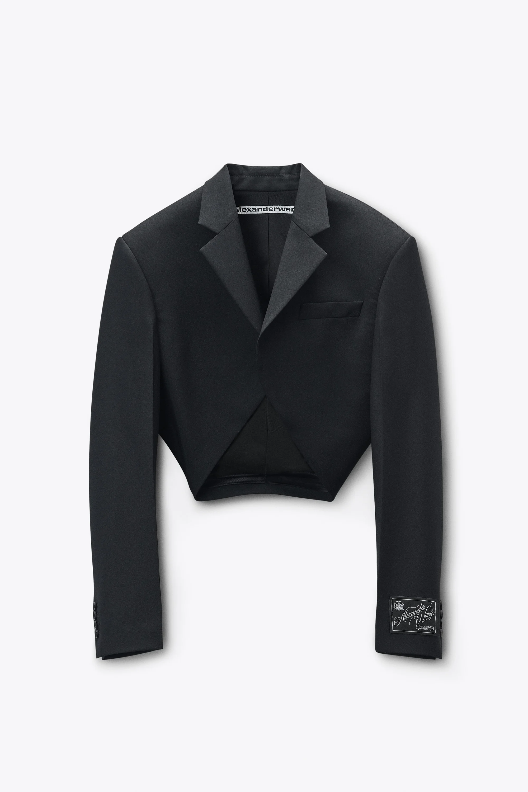 Black Wool Mohair Draped Jacket - 1