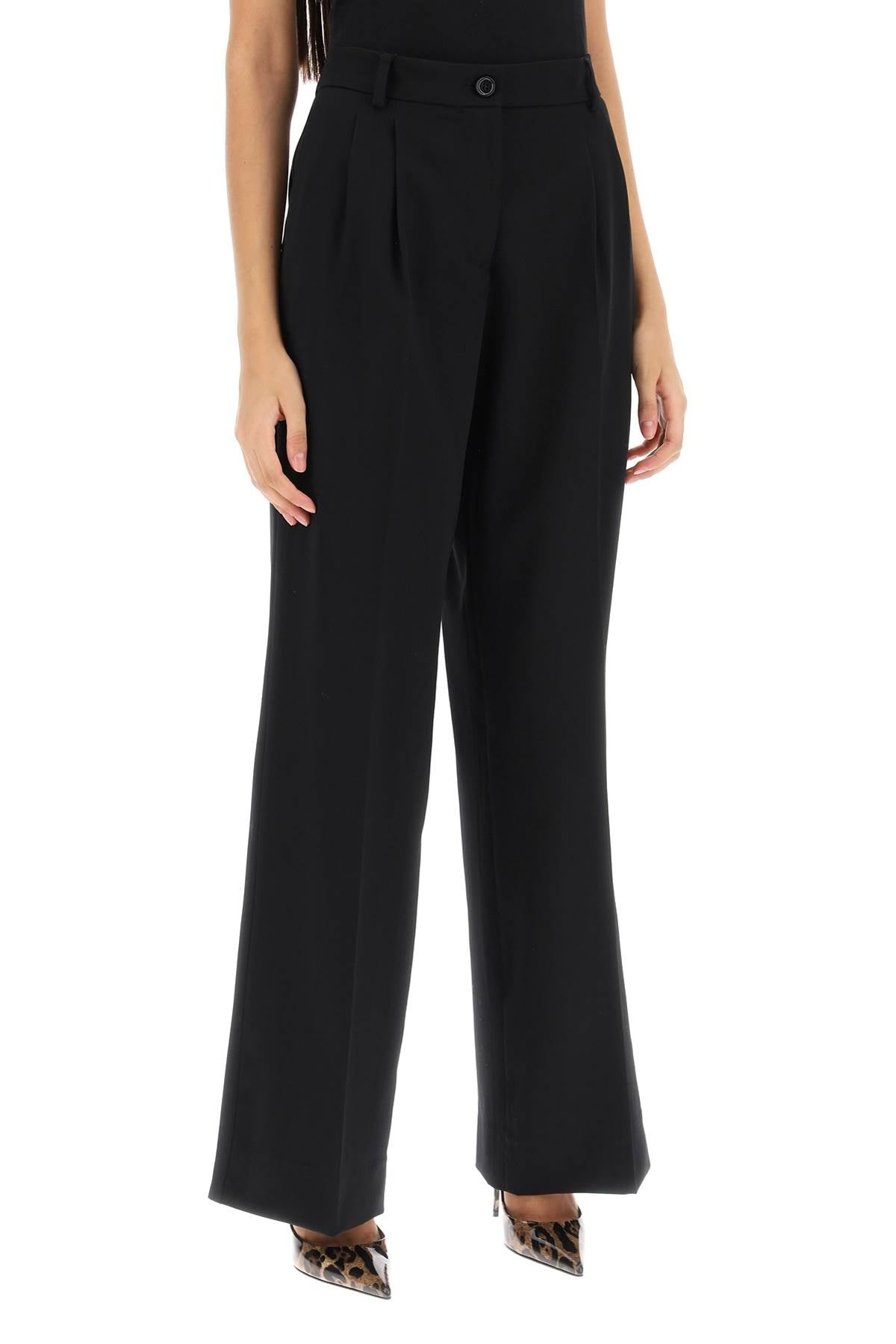 Dolce & Gabbana Stretch Wool Wide Leg Trousers Women - 2