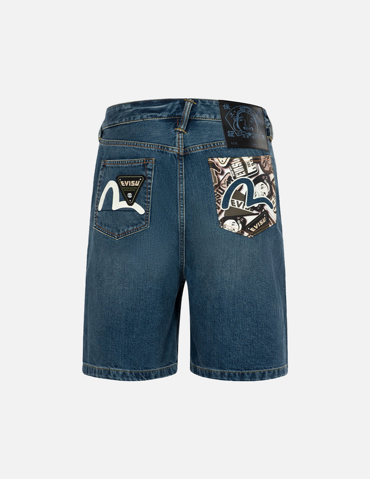 ALLOVER GODHEAD PRINT AND SEAGULL EMBROIDERY RELAX FIT DENIM SHORTS - 2