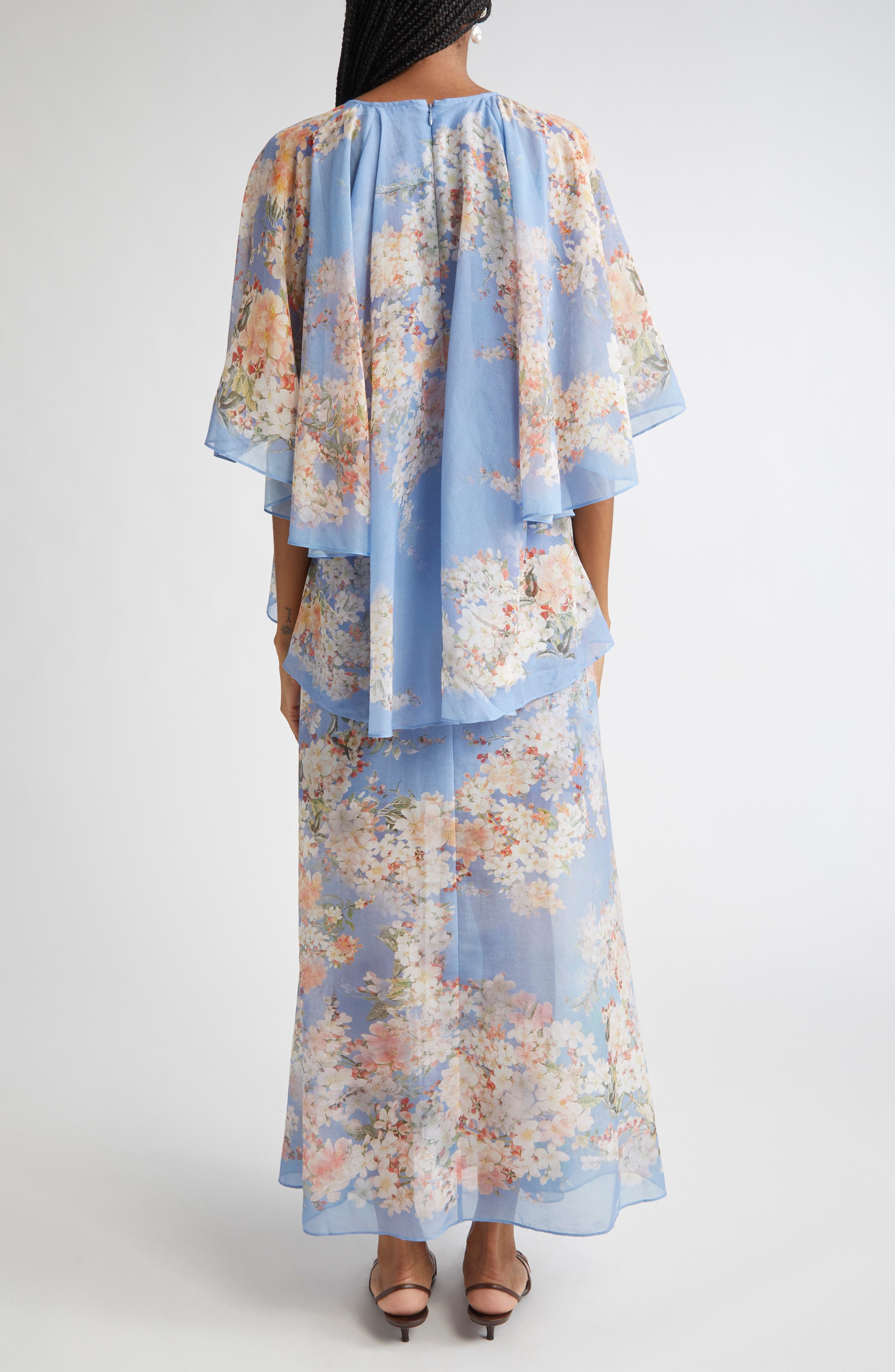 Zimmermann Cascadian Tiered Georgette Maxi Dress in Blue Botanical Floral at Nordstrom - 2