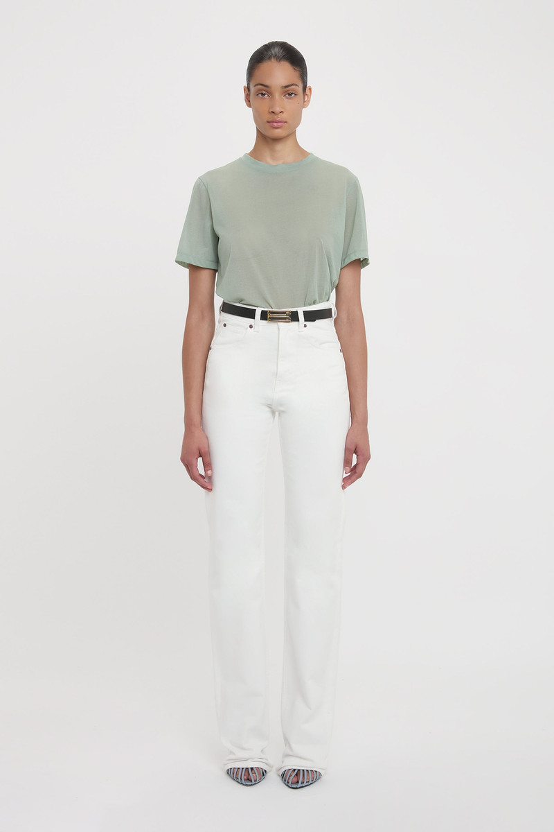 Victoria Beckham Classic Cotton Crepe T-Shirt In Wasabi outlook