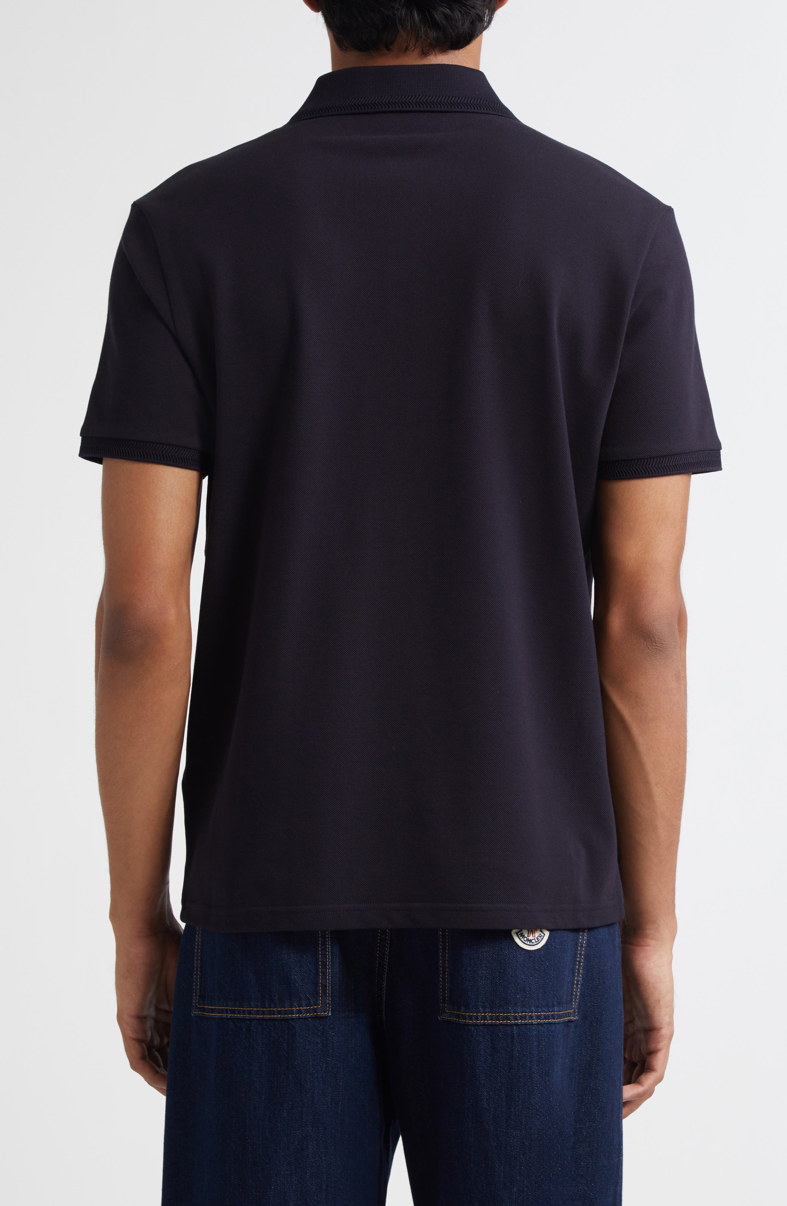 Moncler Logo Patch Cotton Piqué Polo in Blue at Nordstrom - 2