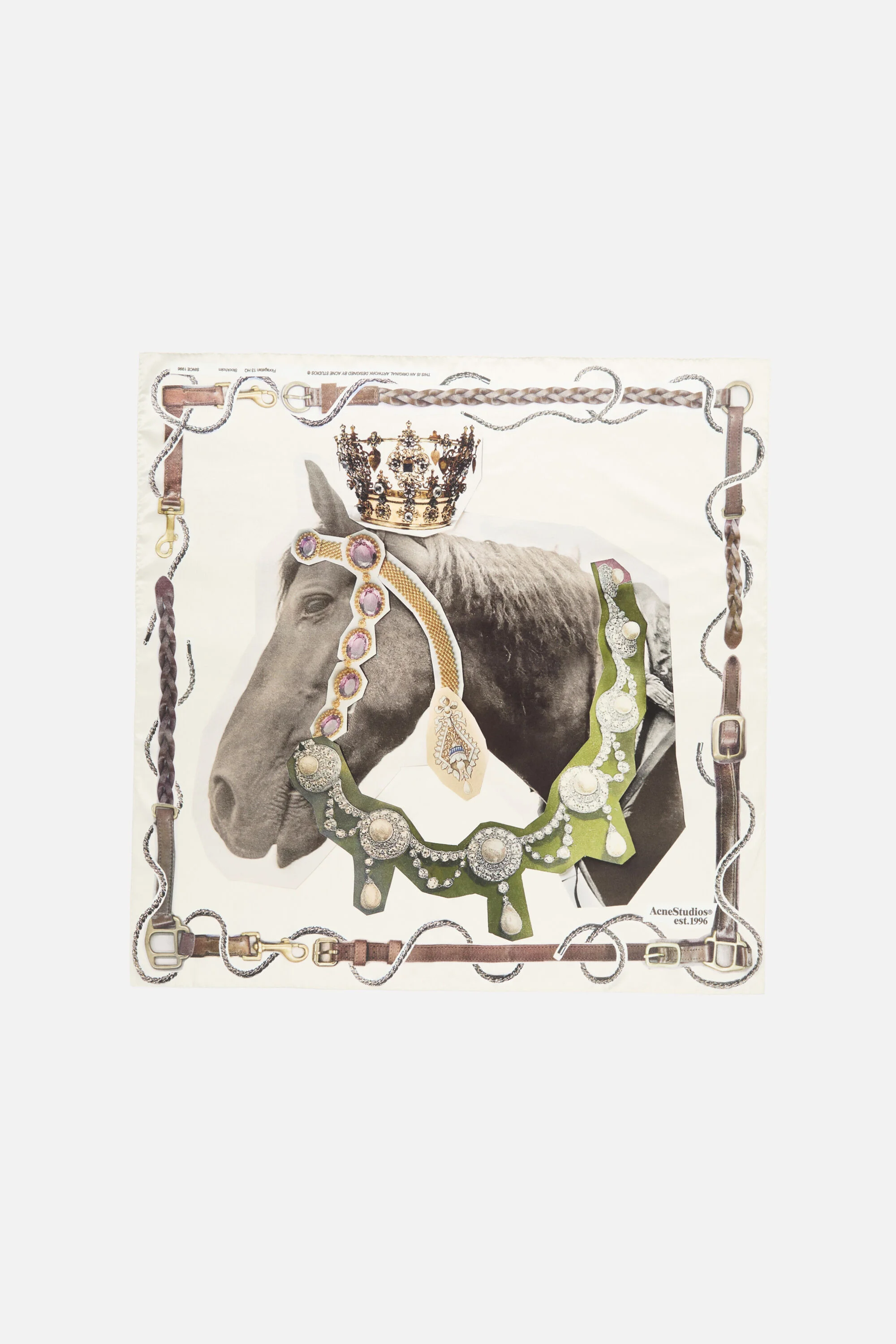 Printed silk scarf - Brown/white - 1