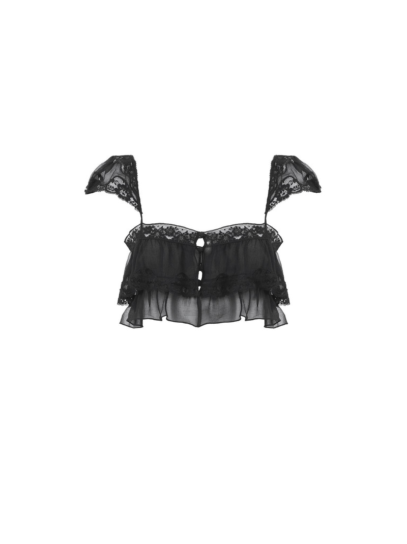RUFFLED BRALETTE IN SILK MOUSSELINE & LACE 1