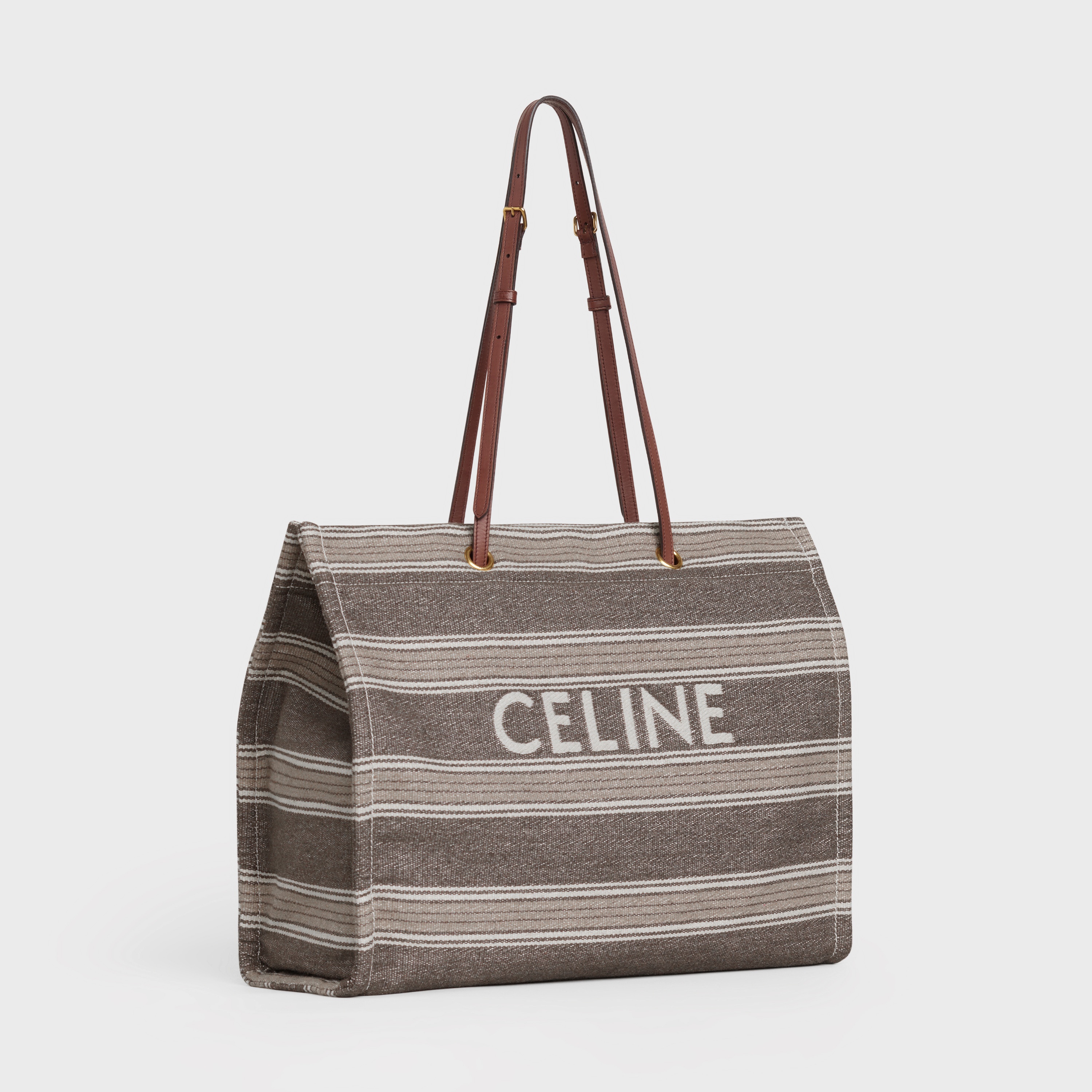 SQUARED CABAS CELINE IN STRIPED JACQUARD AND CALFSKIN - 2