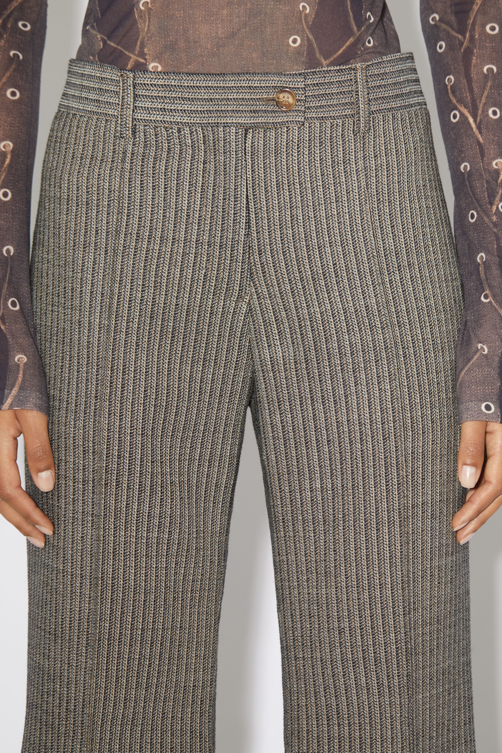 Tailored wool blend trousers - Multi taupe - 5