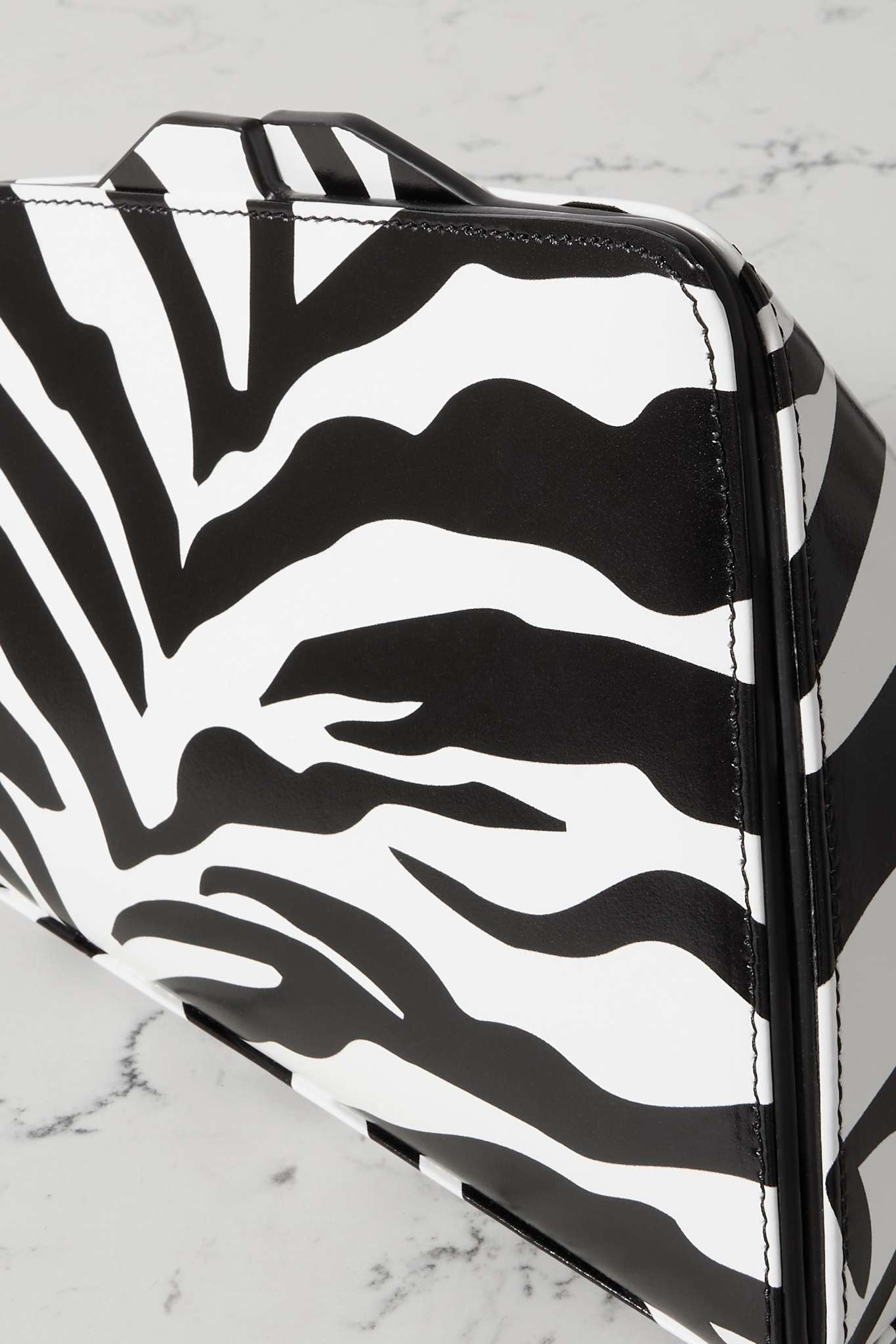 THE ATTICO 8.30 PM zebra-print leather clutch | netaporter