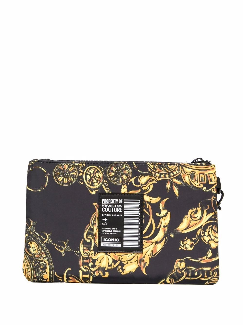 Barocco-print logo-appliqué pouch - 2