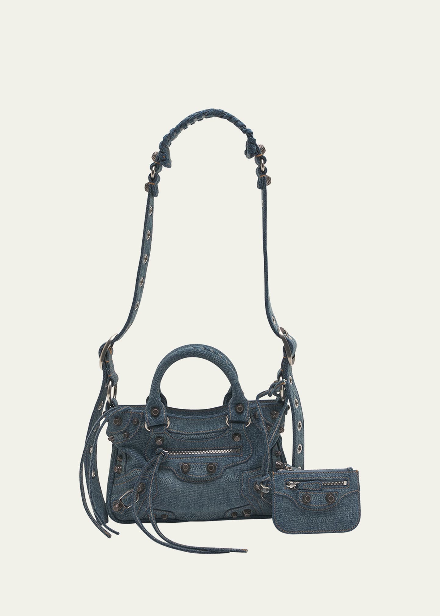 BALENCIAGA Neo Cagole Small Denim Shoulder Bag