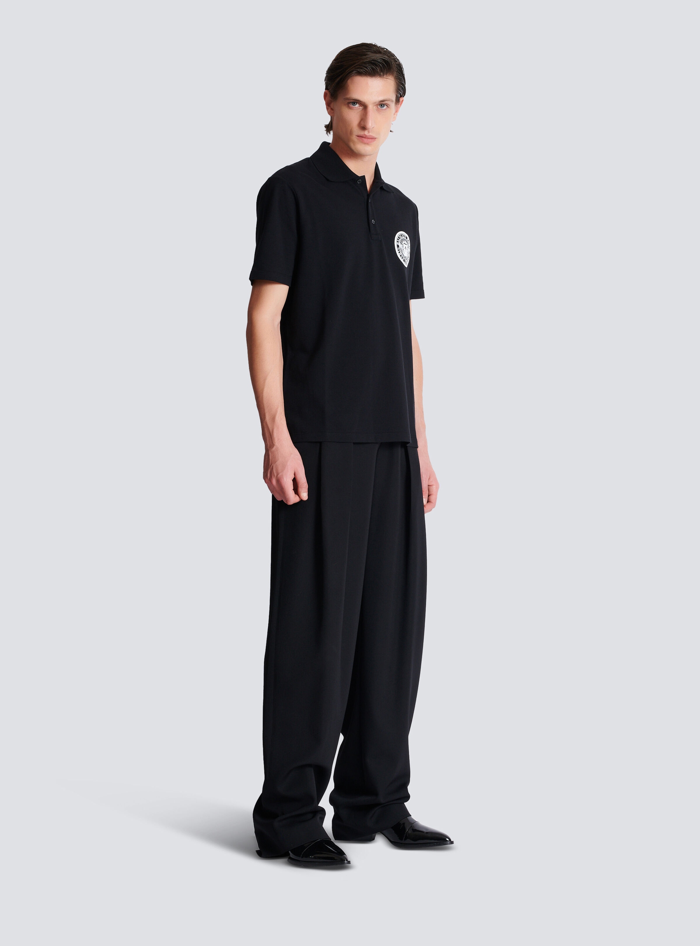 Cotton polo shirt with "Coin" print - 3