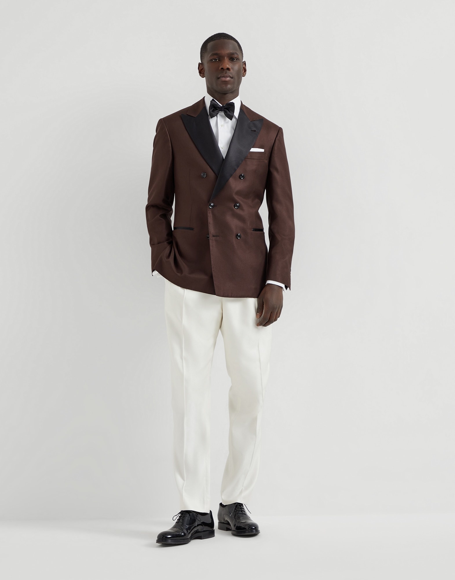 Sea Island cotton twill slim fit tuxedo shirt with spread collar - 5