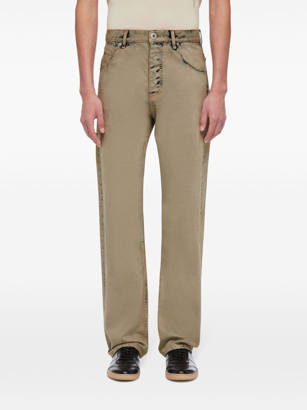 logo-patch cotton trousers - 3