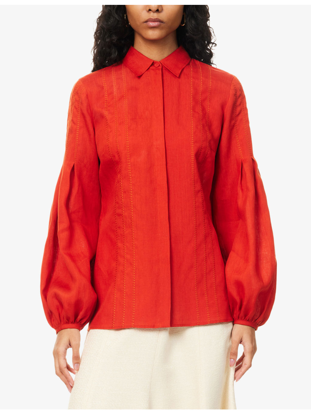 Inga Balloon-Sleeve Linen Blouse - 3