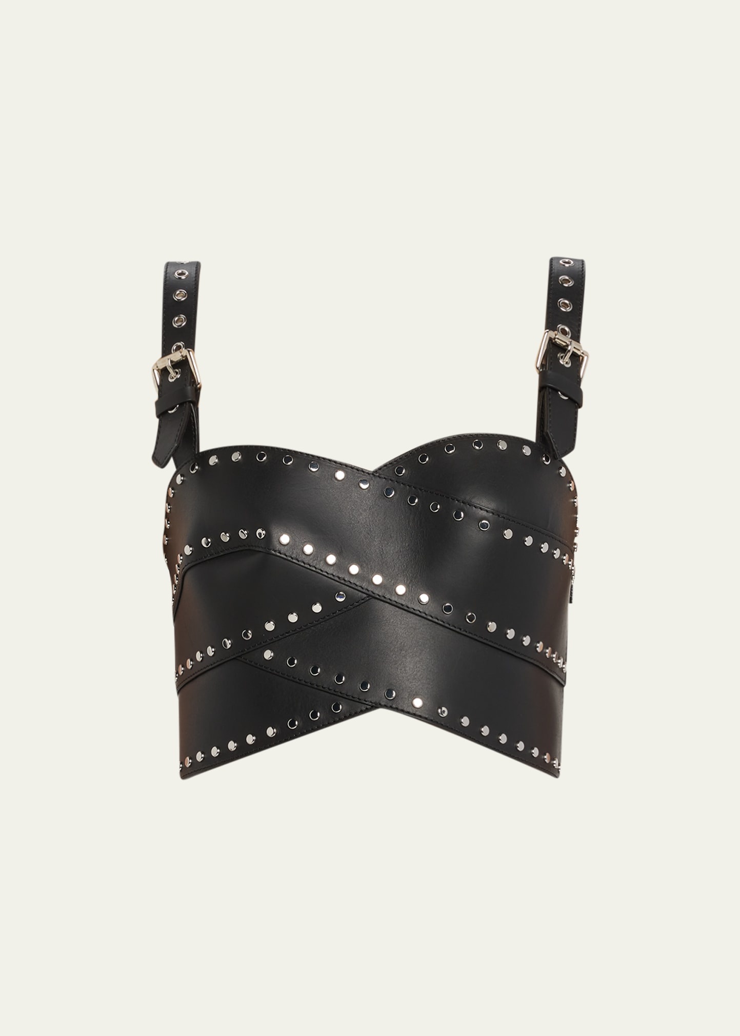 Leather Studded Bustier Top - 1