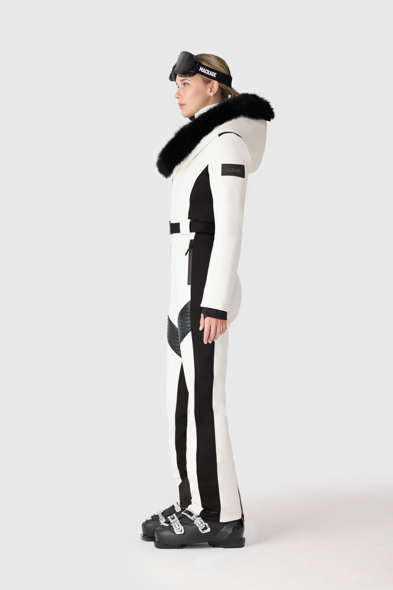 ELLE-ZR Bonded Fleece Ski Suit With Removable Fur-Trimmed Hood 4