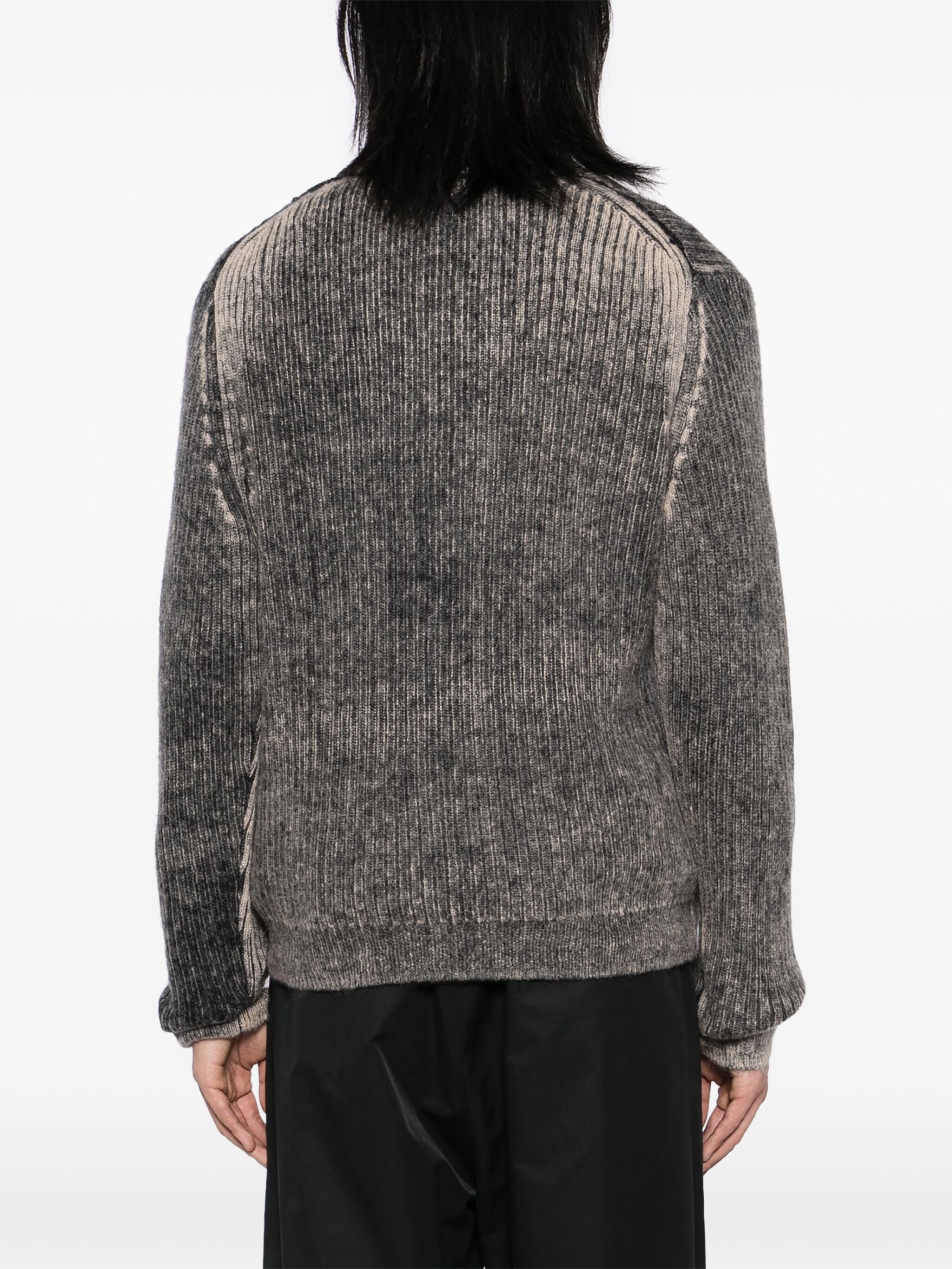 ACID-WASHED PRINTED-EFFECT CARDIGAN - 4