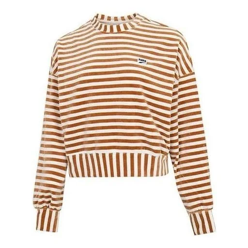 (WMNS) PUMA Striped Knitted Sweater 'Beige' 537632-74 - 1