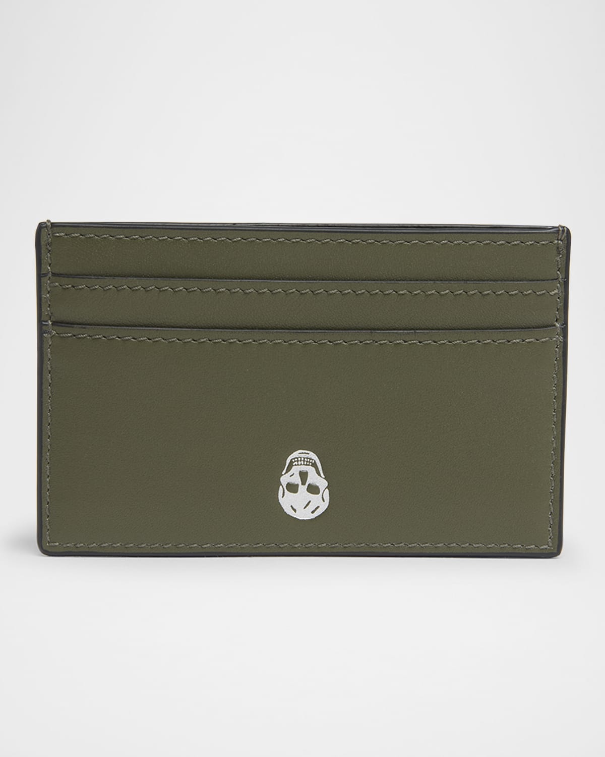 Men's Skull Logo Leather Card Holder - 1
