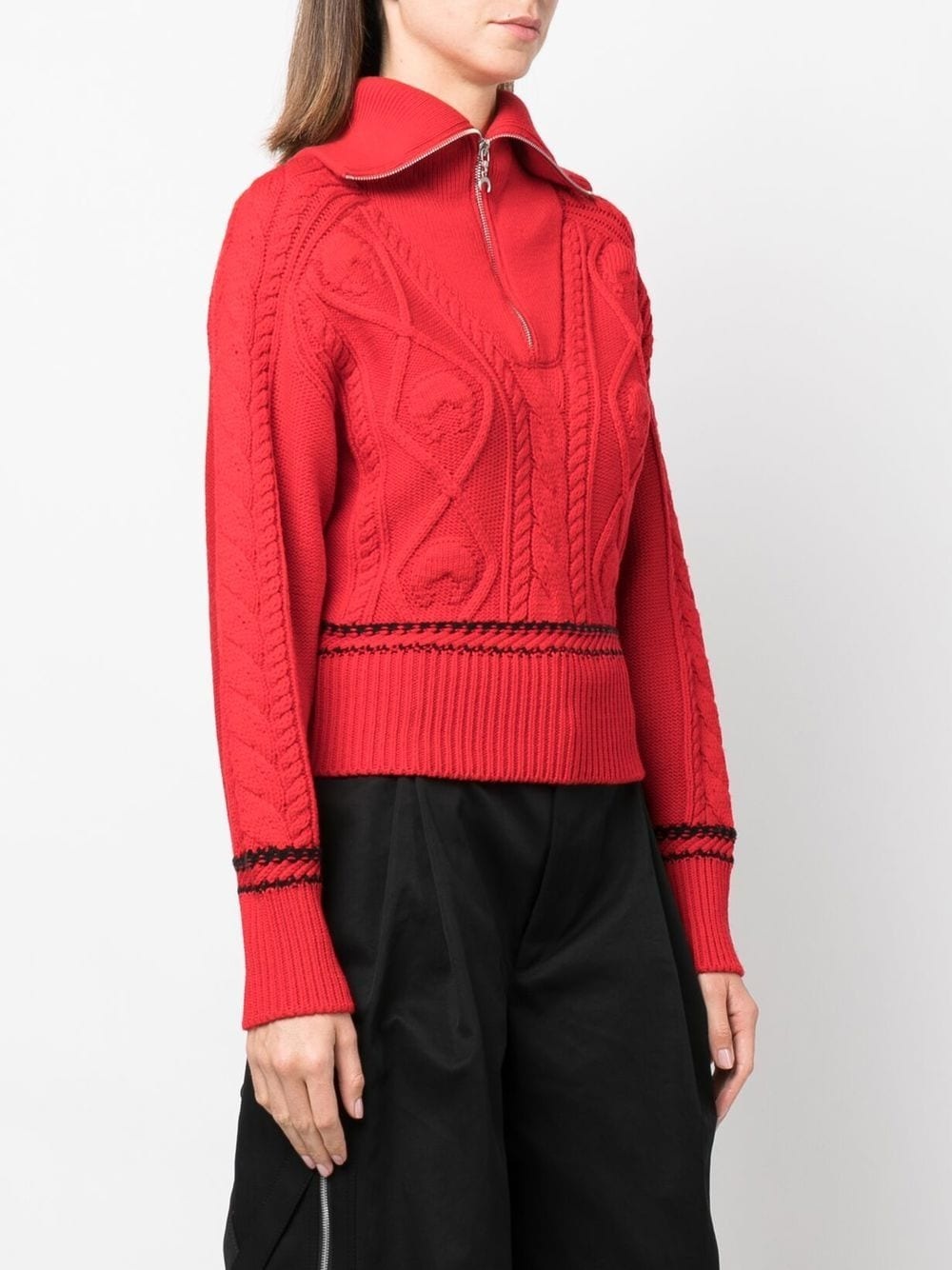 cable-knit quarter-zip jumper - 3