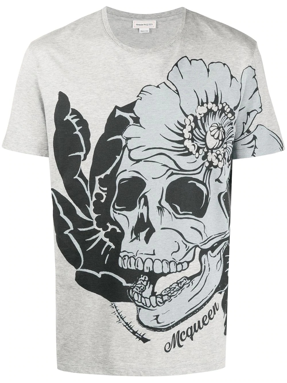 flower skull print T-shirt - 1