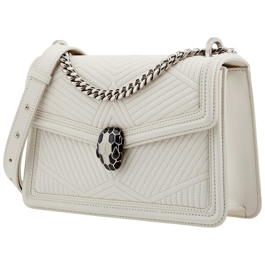 Bvlgari Serpenti Diamond Blast Shoulder Bag- White Agate - 2