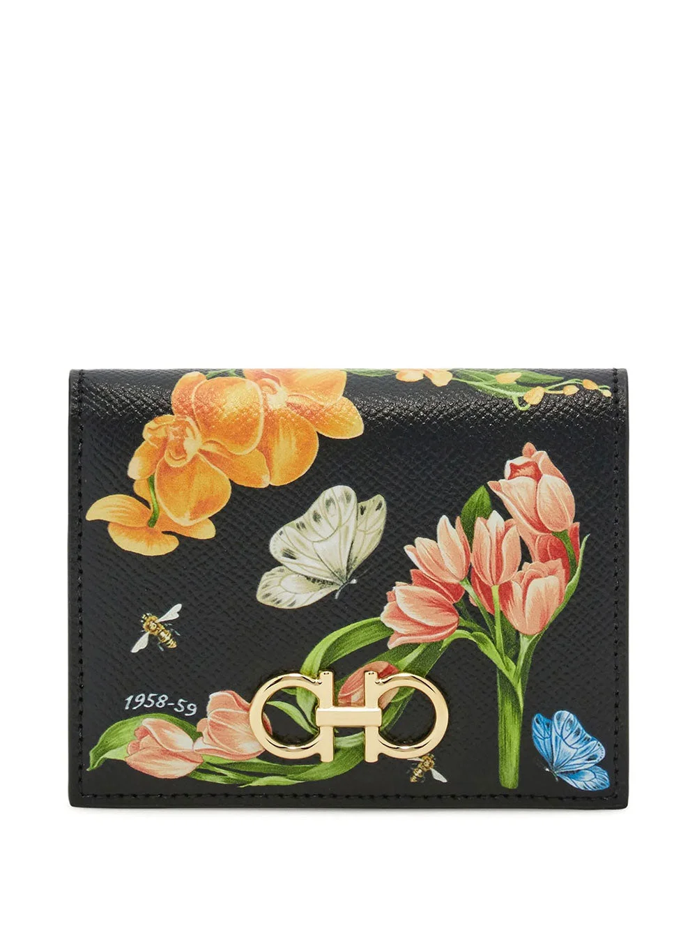 Ferragamo Women Floral Print Gancini Compact Wallet - 1