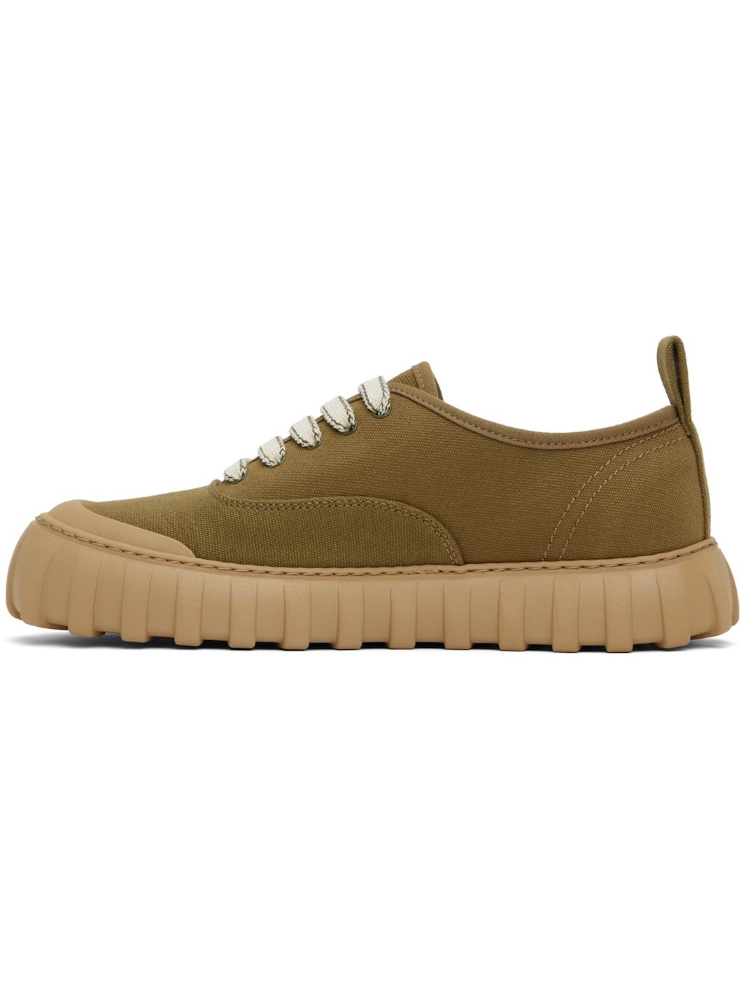 Khaki Cotton Low Top Tempo Canvas Sneakers - 3