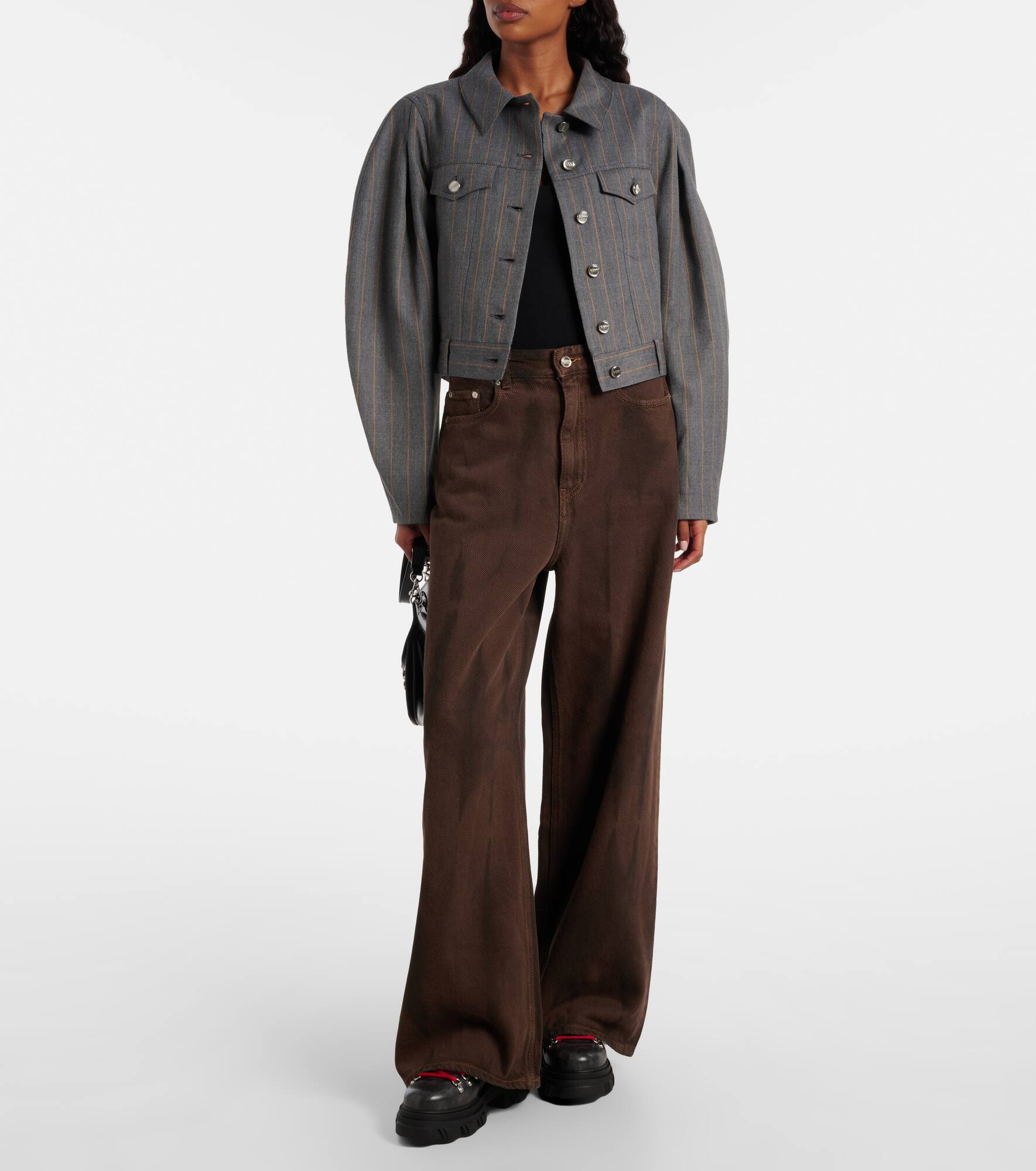 Pinstripe cropped jacket - 2