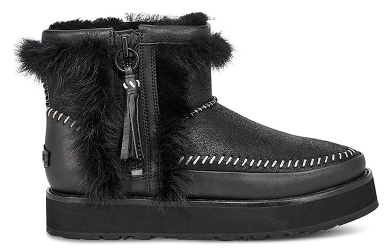 (WMNS) UGG Fluff Punk Boot Fleece Lined Black 1102950-BLK - 1