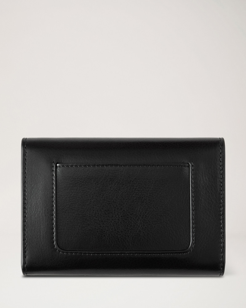 Press Stud Wallet Black High Shine Leather 3