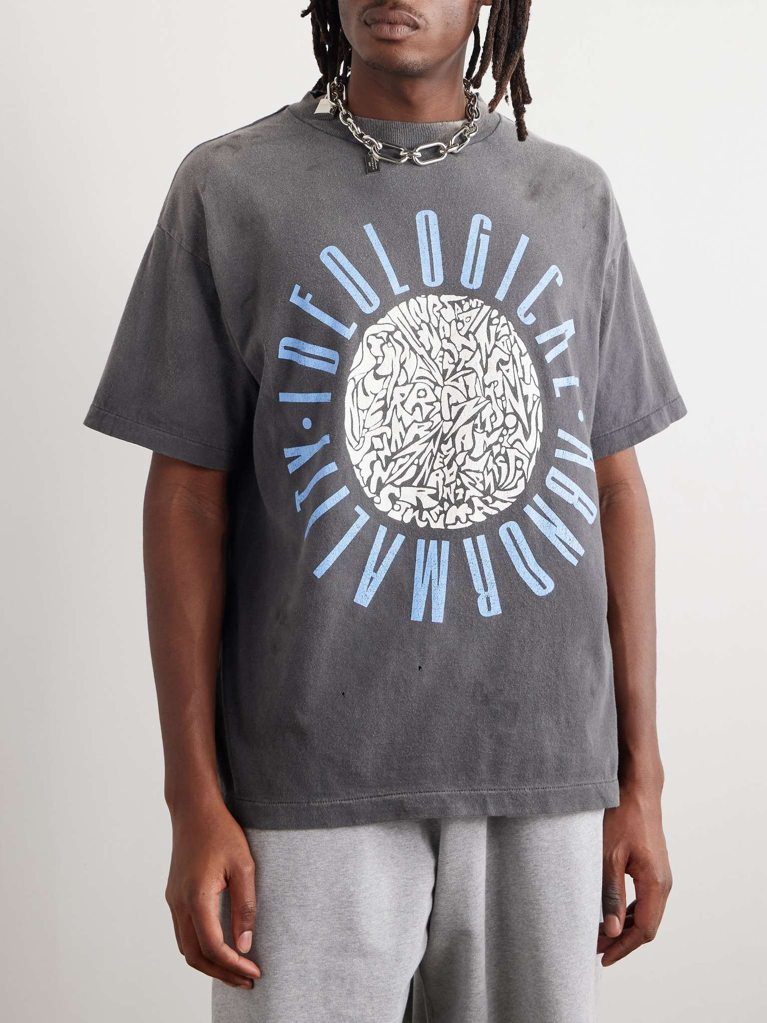 Ideological Abnormality Distressed Printed Cotton-Jersey T-Shirt - 3