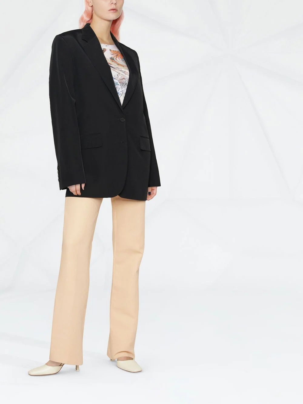 notched lapels single-breasted blazer - 3