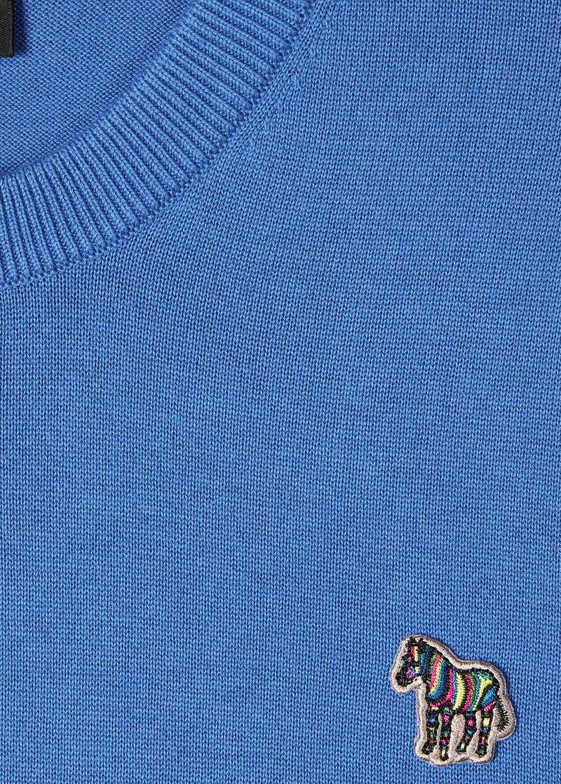 Paul Smith Bright Blue Organic Cotton Zebra Logo Sweater outlook