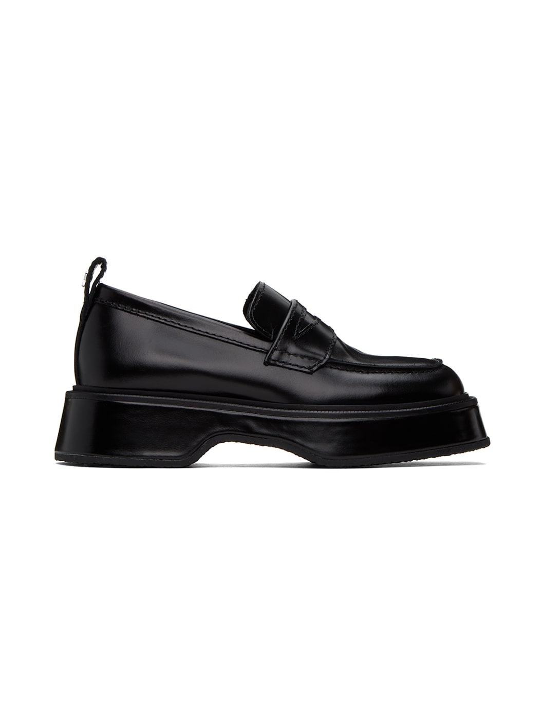 AMI Paris Black Square Toe Loafers | ssense | REVERSIBLE