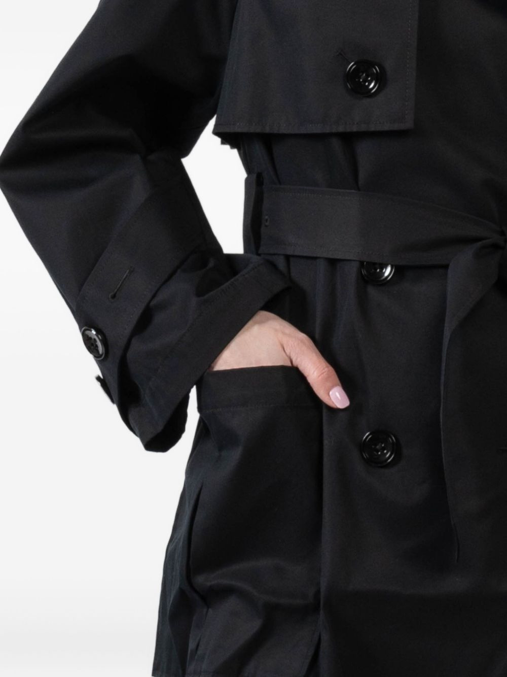 belted double-breasted trench coat - 5